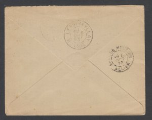 France H&G B2a used. 1893 15c Peace & Commerce, blue on bluish white envelope