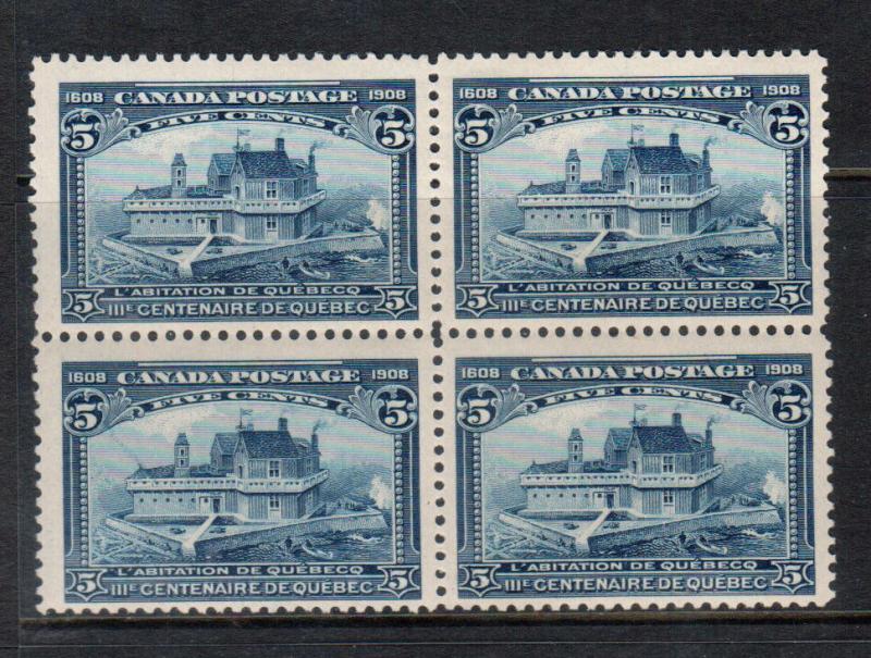 Canada #99 Mint Fine - Very Fine Block - Bottom Stamps Never Hinged Top Hinged