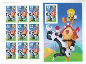 USA VF-MNH TWEETY BIRD & SYLVESTER THE CAT S/SHEET PO FRESH