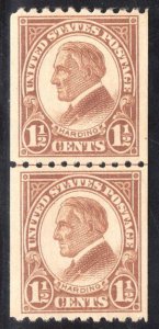 US STAMPS #605 LINE PAIR MINT OG NH LOT #21116