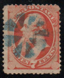 USA #149 Fine, blue circle of triangles cancel, tiny tear, neat! Retail $100