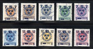 Sweden B22-31 Used, Semi-Postal Issue Set  from 1918.