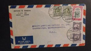 1951 Airmail Cover Amman Jordan to Southbridge MA USA Antoine B Damiani