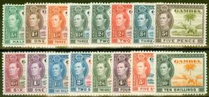 Gambia 1938-46 set of 16 SG150-161 Fine & Fresh Lightly Mtd Mint