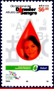 2290 MEXICO 2002 NATIONAL DAY BLOOD DONOR, HEALTH, MI# 2998, MNH