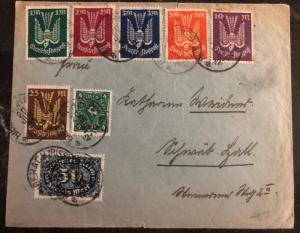 1923 Biberach Weimar Republic Germany Early Airmail Cover Sc #C8-13 Stamp Set