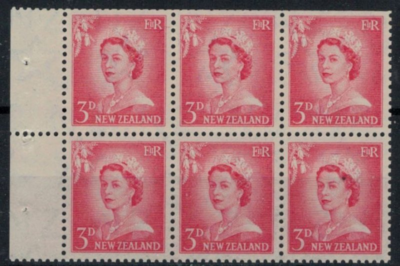 New Zealand 1955 SG748 QEII 3d Large Numeral - Booklet Pane - MNH