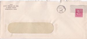 U.S. CITY TRUCK CO. INC. Mass. 1943 TB Cinderella Back Stamp Cover Ref 47181