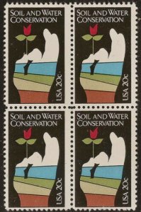 1984 Soil & Water Conservation Block Of 4 20c Postage Stamps, Sc# 2074, MNH, OG