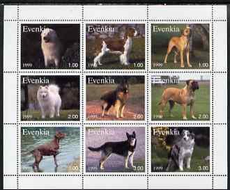 EVENKIA - 1999 - Dogs - Perf 9v Sheet - Mint Never Hinged - Private Issue