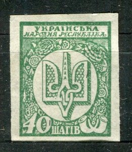 UKRAINE; 1920s early Imperf local issue fine Mint hinged 40k. value