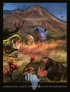Hippo Stamp Wild Animals Ceratotherium Simum Hippopotamus S/S MNH #9190 /Bl.2079