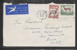 Just Fun Cover South Africa #208,209 on Air Mail Cover (my3583)