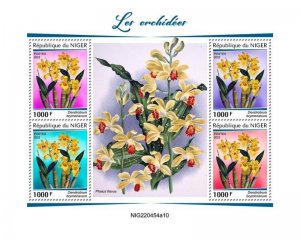 Niger - 2022 Orchids, Dendrobium Brymerianum - 4 Stamp Sheet - NIG220454a10