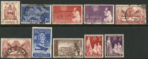 AUSTRALIA Sc#304-313 1957-58 Seven Different Complete Sets Used