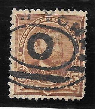 U.S. Scott #223 Used 5c Grant stamp   2018 CV $4.75