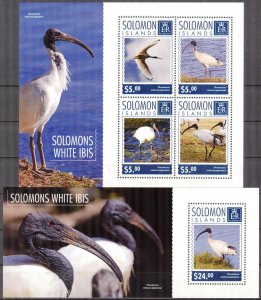 Solomon Islands 2014 Birds Ibis sheet +S/S MNH