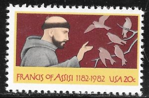USA 2023: 20c St. Francis of Assisi, single, MNH, VF