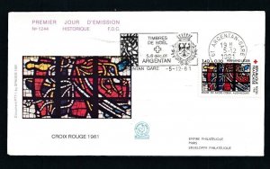 D455884 France FDC Red Cross 1981 Stained Window Glass