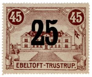 (I.B) Denmark Railway : Ebeltoft Parcel Stamp 25 Øre OP