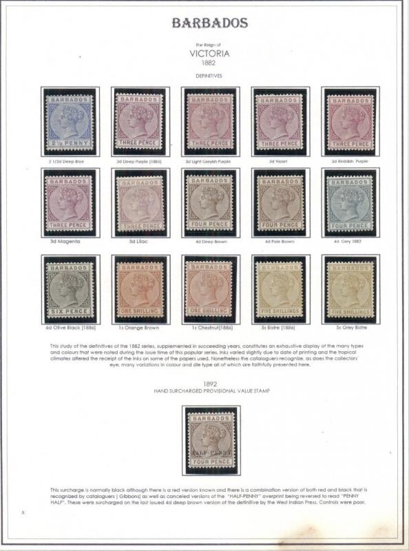 BARBADOS COLLECTION 1852-1999, nearly complete, Mint or unused, Scott $29,992.00