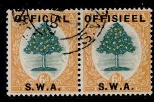 SOUTH WEST AFRICA GV SG O8, 6d green & orange, FINE USED. Cat £20.