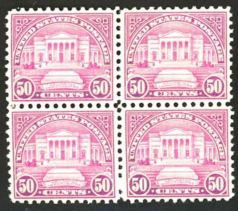 U.S. #701 MINT BLOCK OF 4 OG NH CREASES