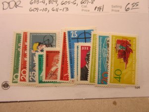 GERMANY DDR Scott 603-4, B89, 605-6, 609-10, 611-3 MINT HINGED Cat $6.55