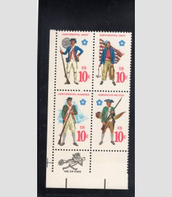 U.S.#1568a, Colonial Uniforms 10c Zip Block of 4, MNH. See description.