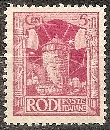 AEGEAN ISLS.-Rhodes 15 MINT OG 1929 5c Windmill