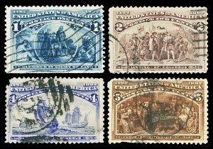 Scott 230, 231, 233, 234 1c-5c Columbian Issues Used Fine+ Cat $17.20