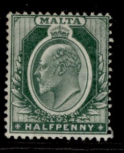 MALTA EDVII SG38, ½d green, M MINT. Cat £11.