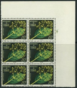 Togo Republic #349 Tectona Grandis Flowers 20fr Postage Block 1959 Mint NH