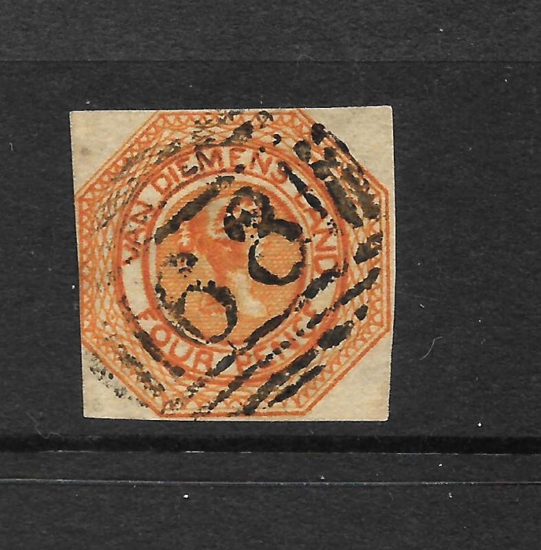 TASMANIA  1853  4d   BRIGHT BROWNISH ORANGE  QV  FU    SG 6