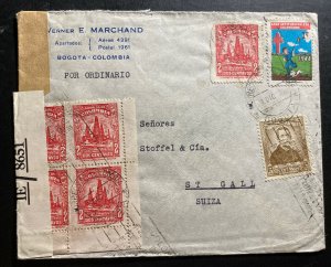 1944 Bogota Colombia Censored Commercial Cover To St Gallen Switzerland