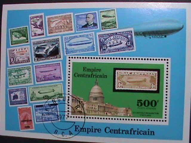 ​CENTRAL AFRICA-1977  ZEPPELIN- STMPS ON STAMPS -CTO S/S-VERY FINE
