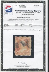 1868 US Stamp #100 30c Used Average Catalogue Value $900 Certified