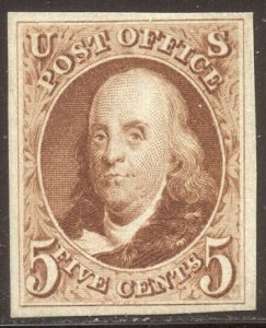 U.S. #3 CHOICE Unused XF/SUP w/ Cert - 1875 3c Red Brown