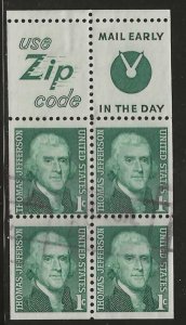 #1278b Used (Zip & Mail Early) Complete Booklet Pane of 4