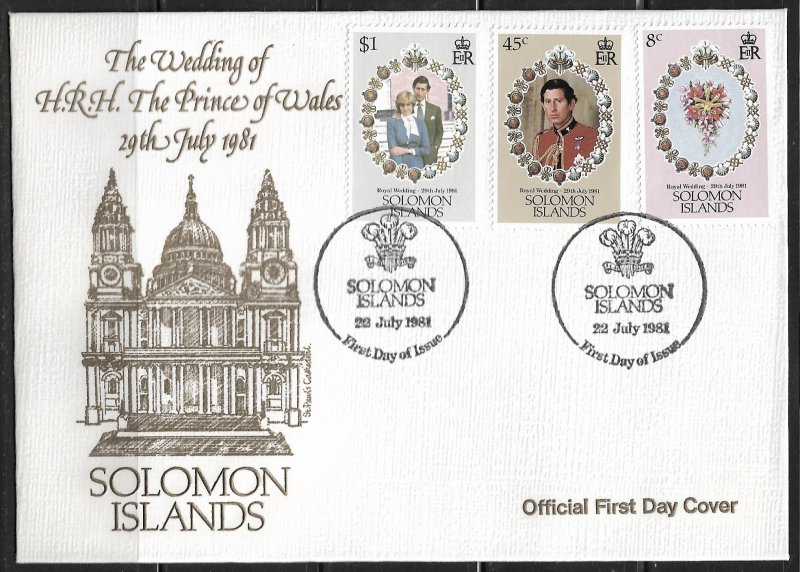 1981 Solomon Islands 450-2 Royal Wedding FDC