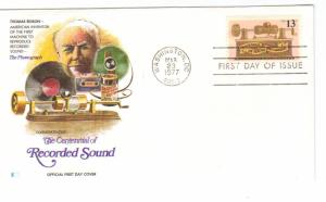 US #1705 13c Sound Recording FDC Fleetwood Cachet ECV $5.00