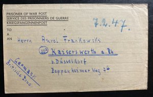 1947 Egypt German POW Prisoner Of War British MEF Camp Letter Cover To Dusseldor
