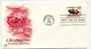 2428 Christmas 1989 Sleigh, ArtCraft FDC