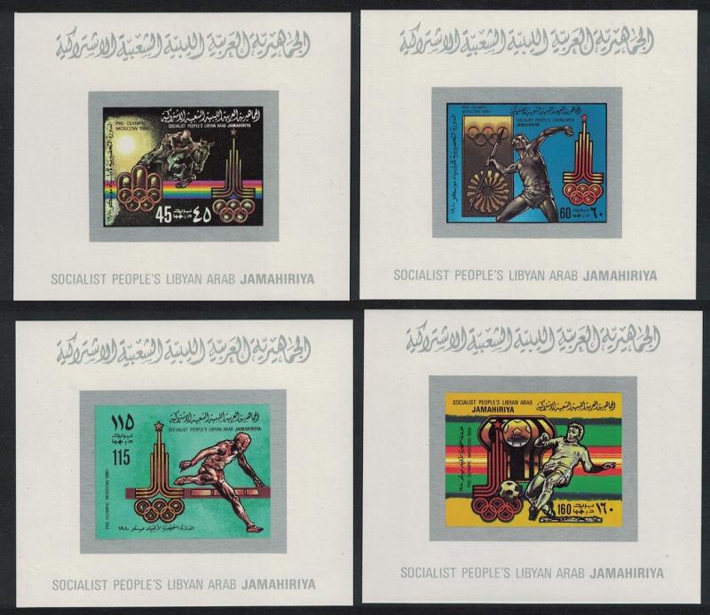 Libya Football Horse-jumping Summer Olympic Games Moscow 4 De-Luxes 1979 MNH
