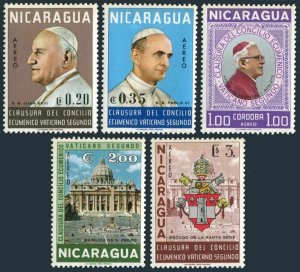 Nicaragua C591-C595, MNH. Michel 1419-1423. Ecumenical Council, 1966. Popes.