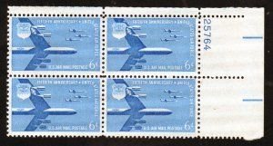 SCOTT  C49  AIR FORCE  6¢  PLATE BLOCK  MINT NEVER HINGED