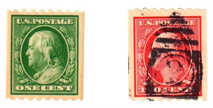 USA #390 MINT H and #391 USED - Both stamps are VF +++