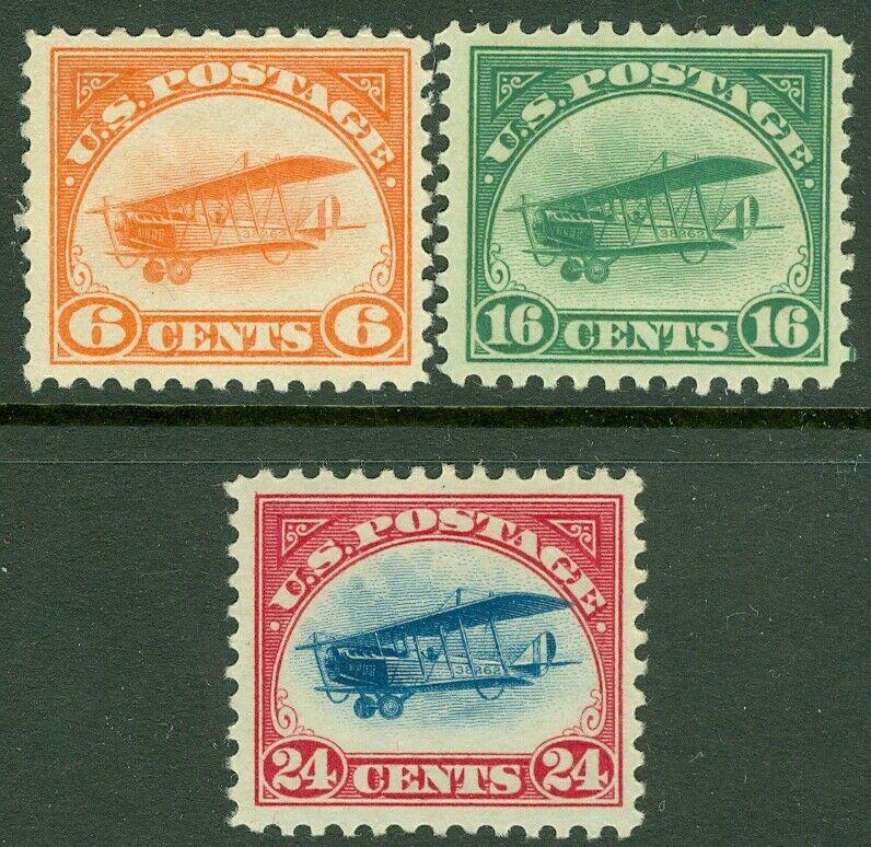 EDW1949SELL : USA 1918 Scott #C1-C3 Very Fine-Extra Fine, Mint OG. Catalog $195.