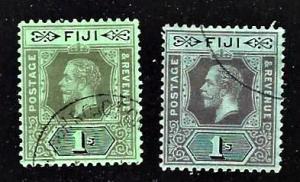 Fiji #88 & #88a VF Used 1sh KGV Shades cv $25