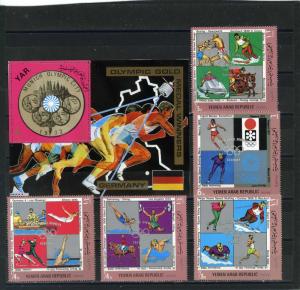 YAR 1970 OLYMPIC GOLD MEDALS WINNERS/GERMANY 5 STAMPS & S/S PERF. MNH